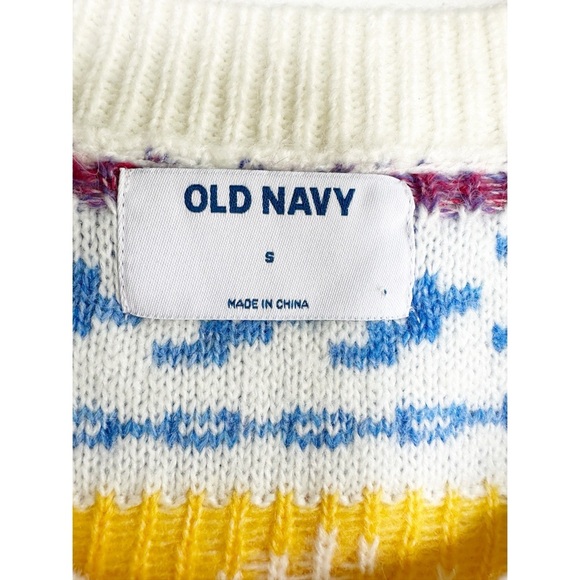 Old Navy Rainbow Fair Aisle Sweater Snowflake Size Small Blue Red Purple Yellow - Picture 3 of 5